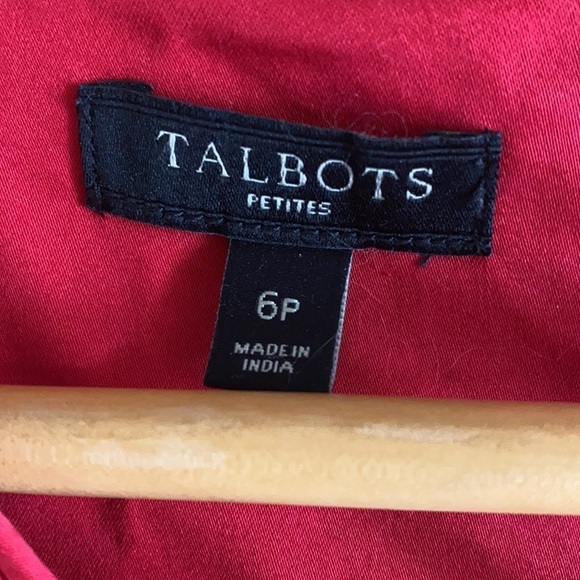 Talbots Red Fit Flare Dress With Piping and Pleats size 6P - Picture 3 of 13